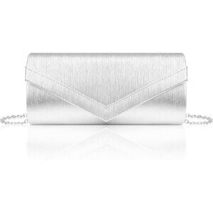 🆕Women Silver PU Leather Evening Handbag Clutch Purse w/Chain for Date